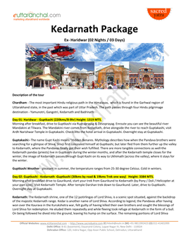 Kedarnath Package Ex- Haridwar (02 Nights / 03 Days)