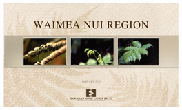 Waimea Nui Regional Plan Is One of Twenty-One (21) Regional Plans That DHHL Is Developing 3Rd Tier with Beneficiaries