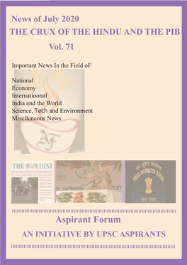Crux of the Hindu and PIB Vol 71