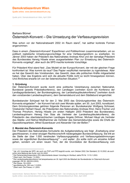 Österreich-Konvent – Die Umsetzung Der Verfassungsrevision
