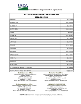 $228,082,350 Fy 2017 Investment in Vermont
