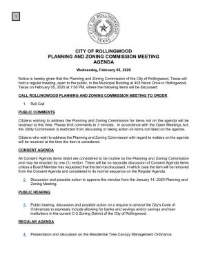 City of Rollingwood Planning and Zoning Commission Meeting Agenda