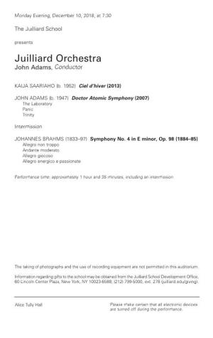 Juilliard Orchestra John Adams , Conductor