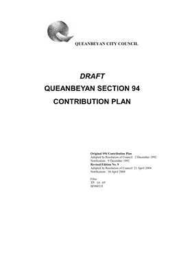 Draft Queanbeyan Section 94 Contribution Plan