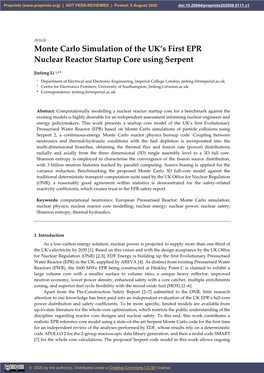 Monte Carlo Simulation of the UK's First EPR Nuclear Reactor Startup Core Using Serpent