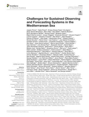 Challenges for Sustained Observing and Forecasting Systems in the Mediterranean Sea
