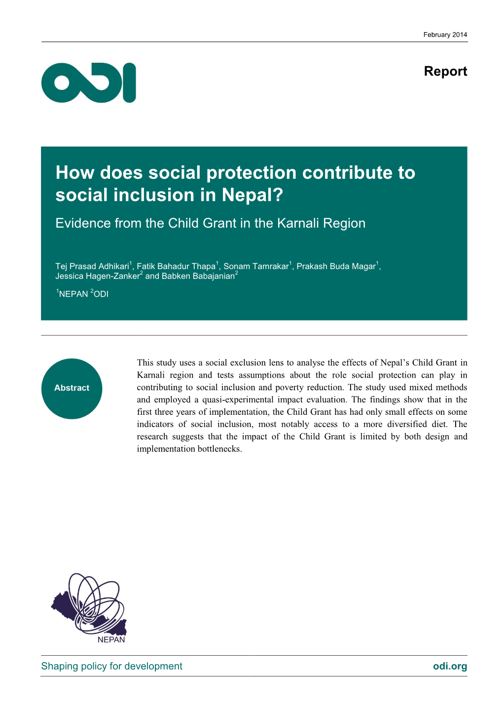 How Does Social Protection Contribute to Social Inclusion in Nepal?