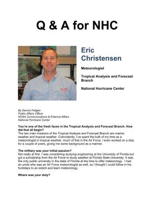 Q & a for NHC Eric Christensen