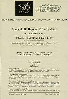 Massenkoff Russian Folk Festival Starring NIKOLAI MASSENKOFF, Basso