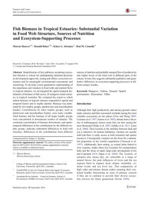 Fish Biomass in Tropical Estuaries: Substantial Variation in Food Web Structure, Sources of Nutrition and Ecosystem-Supporting Processes