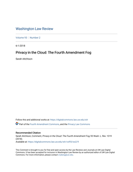 The Fourth Amendment Fog
