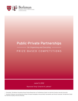Public-Private Partnerships for Organizing and Executing PRIZE-BASED COMPETITIONS