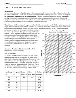 Lab 34 Clouds and Dew Point
