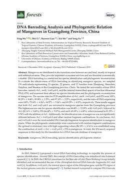 DNA Barcoding Analysis and Phylogenetic Relation of Mangroves in Guangdong Province, China