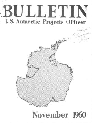 November 1960 I Believe That the Major Exports of Antarctica Are Scientific Data