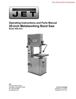 20-Inch Metalworking Band Saw Model VBS-2012