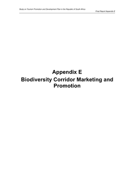 Appendix E Biodiversity Corridor Marketing and Promotion