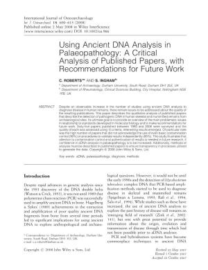 Using Ancient DNA Analysis in Palaeopathology: a Critical Analysis of Published Papers, with Recommendations for Future Work