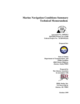 Marine Navigation Conditions Summary Technical Memorandum