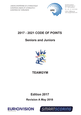 2021 CODE of POINTS Seniors and Juniors TEAMGYM Edition 2017