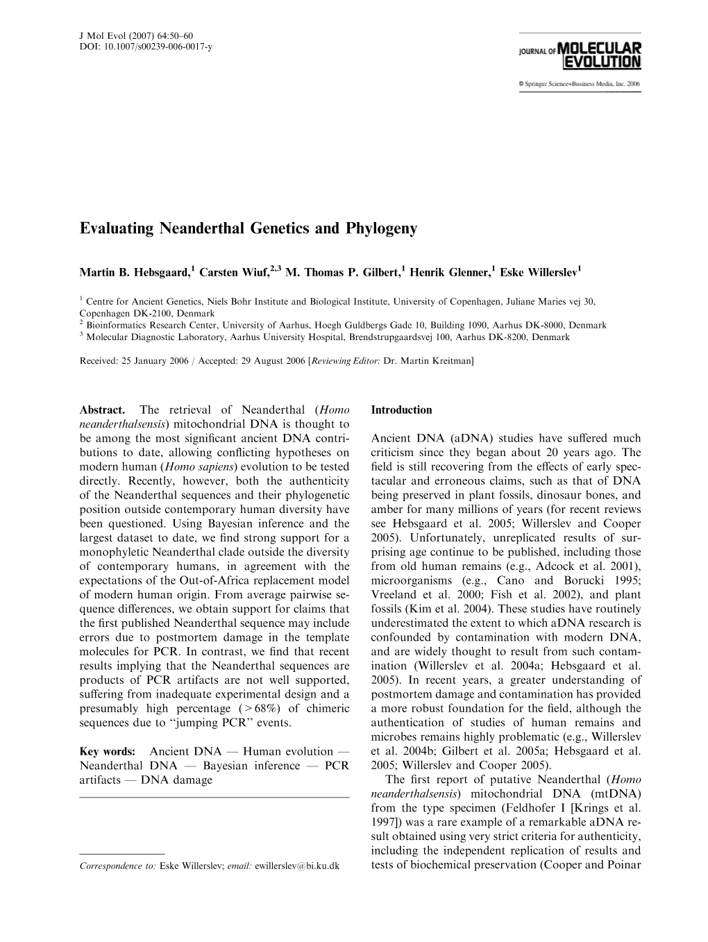 Evaluating Neanderthal Genetics and Phylogeny