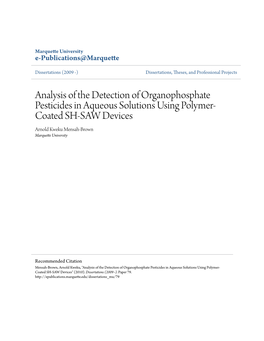 Analysis of the Detection of Organophosphate Pesticides in Aqueous Solutions Using Polymer-Coated Sh-Saw Devices