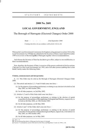 2000 No. 2601 LOCAL GOVERNMENT, ENGLAND The