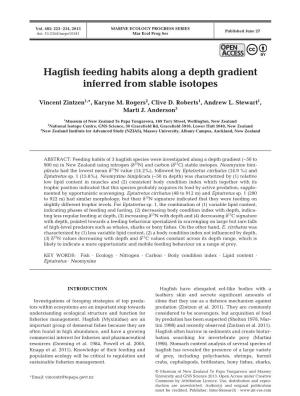 Hagfish Feeding Habits Along a Depth Gradient Inferred from Stable Isotopes