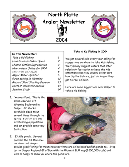 Take a Kid Fishing in 2004 in This Newsletter