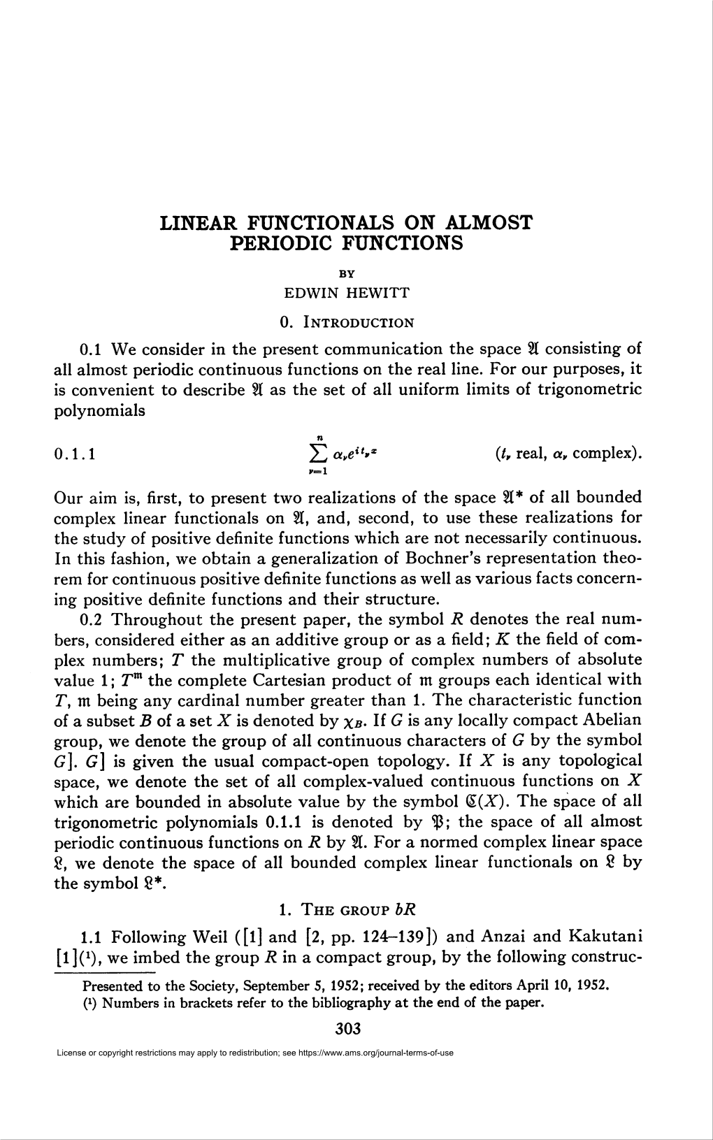 Linear Fـnctionals on Almost Periodic Functions