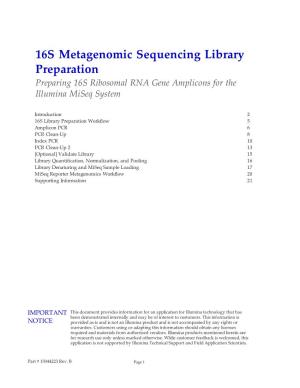 16S Metagenomic Sequencing Library Preparation