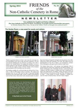 FRIENDS of the NON-CATHOLIC CEMETERY in ROME NEWSLETTER SPRING 2014 No