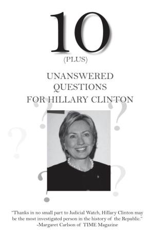 Unanswered Questions for Hillary Clinton