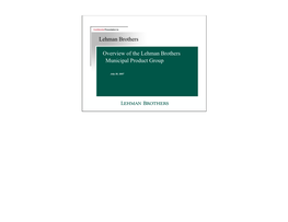 Overview of the Lehman Brothers Municipal Product Group