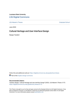Cultural Heritage and User Interface Design