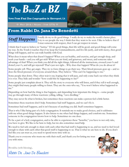MAY 2016 / NISAN - IYAR 5776 from Rabbi Dr