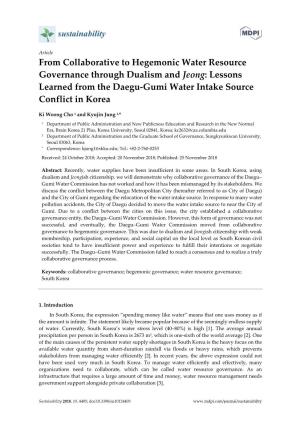 Lessons Learned from the Daegu-Gumi Water Intake Source Conflict in Korea