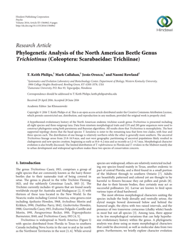 Phylogenetic Analysis of the North American Beetle Genus Trichiotinus (Coleoptera: Scarabaeidae: Trichiinae)
