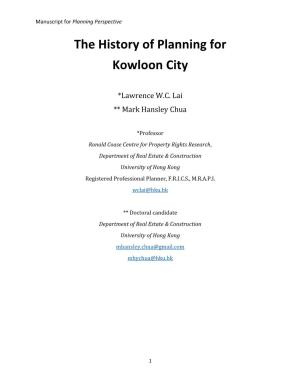 The History of Planning for Kowloon City