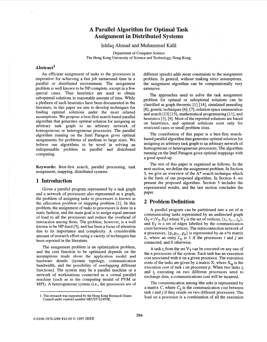 distributed algorithm for task assignment