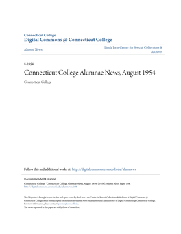 Connecticut College Alumnae News, August 1954 Connecticut College
