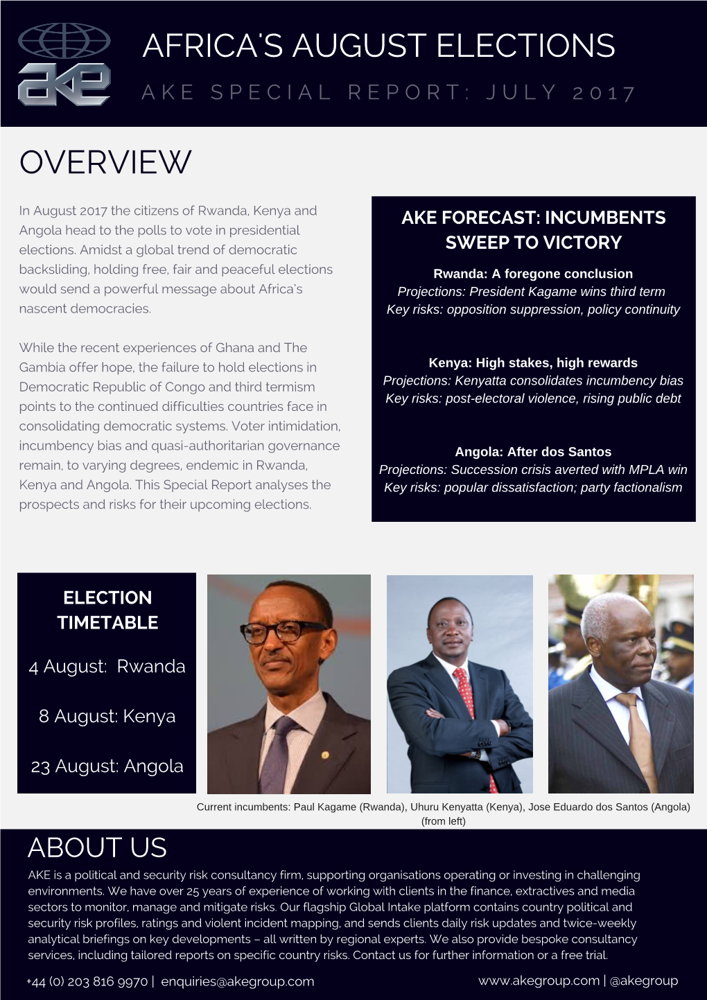 AKE Special Report: Elections in Sub-Saharan Africa