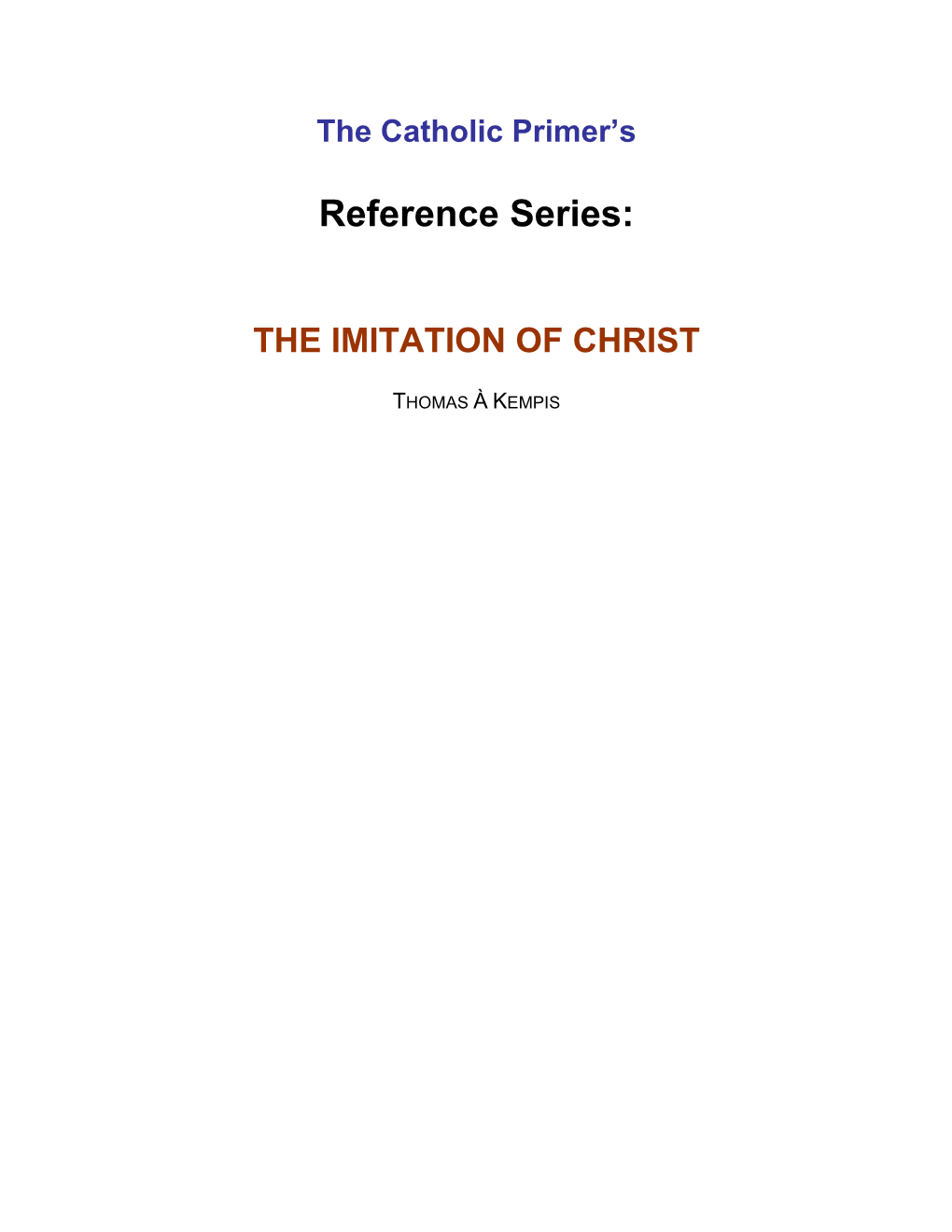 The Imitation of Christ