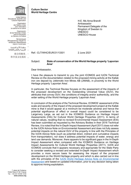 A Letter of 2 June 2021 to Sweden's Ambassador to UNESCO