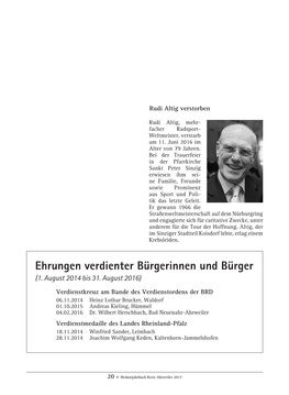 Ehrungen Verdienter Bürgerinnen Und Bürger (1