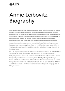 Annie Leibovitz Biography Short