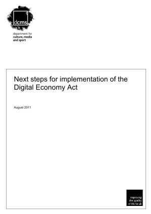 Next Steps for Implementation of the Digital Economy