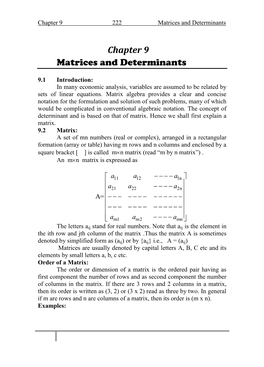 Chapter 9 Matrices and Determinants