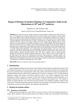 Images of Demons in Iranian Paintings (A Comparative Study in the Illustrations of 18Th and 19Th Centuries)