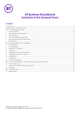 BT Business Broadband Schedule to the General Terms